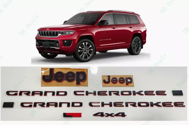 Black Red Front Rear Jeep Door Rear 4X4 L Emblems 2021+ Jeep Grand Cherokee L