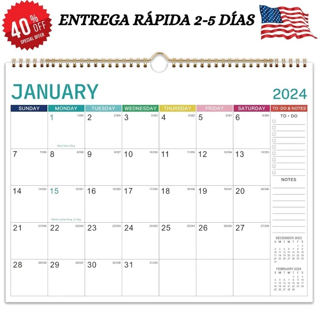 CALENDARIO DE PARED 2024 calendario 12 mensual 2024, enero de 2024