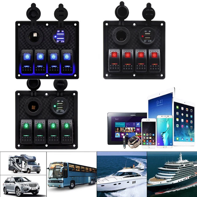 Pannello Interruttori 12V Con LED - 2 Interruttori A Bilanciere Per Auto, Barca E Camion (Blu) - Foto 7
