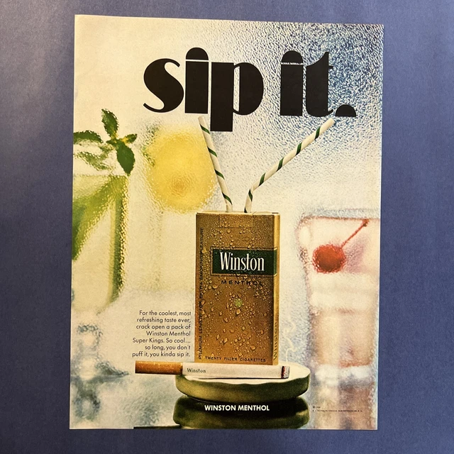 VINTAGE PRINT AD 1968 Winston Menthol Super Kings Cigarettes Sip It 10.