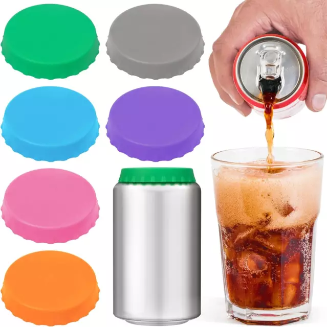 6 Pack Silicone Soda Can Cover Lids, Reusable Soda Can Lids Beer Can Covers Pop