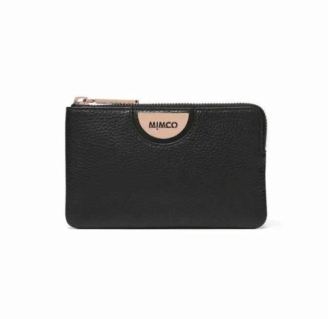 Mimco Echo Black Rosegold Small Pouch Leather • Authentic Rrp $79.95