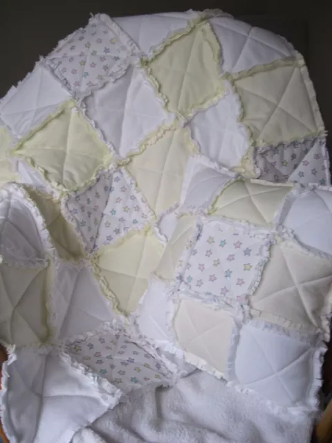 Baby/Doll Blanket Quilt Playmat in Soft Cotton Jersey plus Cushion-Lemon & White