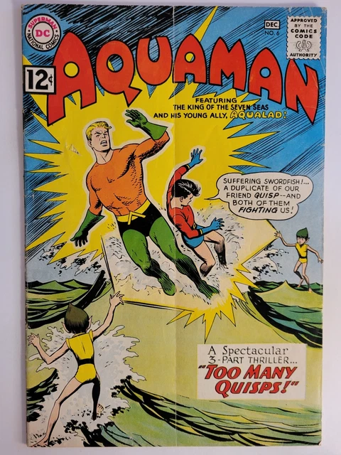 Aquaman #6 (Vg) 1962 Aqualad Cover & Appearance! Silver Age Dc Comics