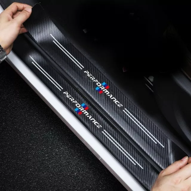 4pcs Car Sticker Door Carbon Leather Fiber Sill Plate For Bmw M E91 E46 E92 E93