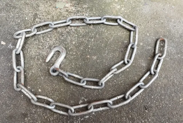 alte Eisenkette Kette Eisen Stahlkette Mit Haken ca. 1,45 m 1,6 Kg