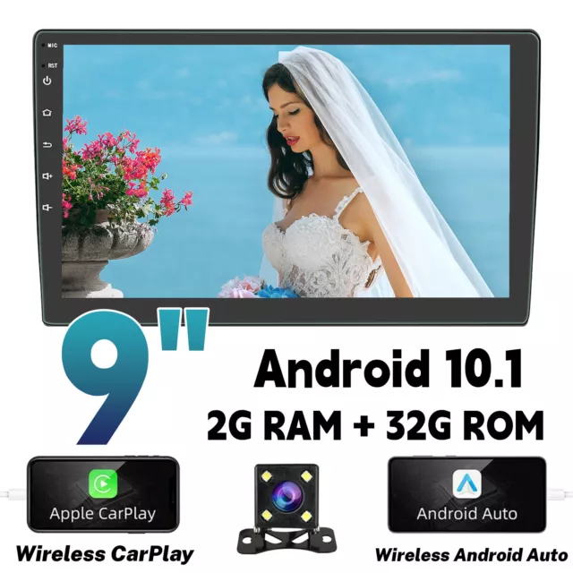 9" Android 10.1 Car Stereo Apple CarPlay Radio GPS WiFi Touch Screen + Cam 2+32G