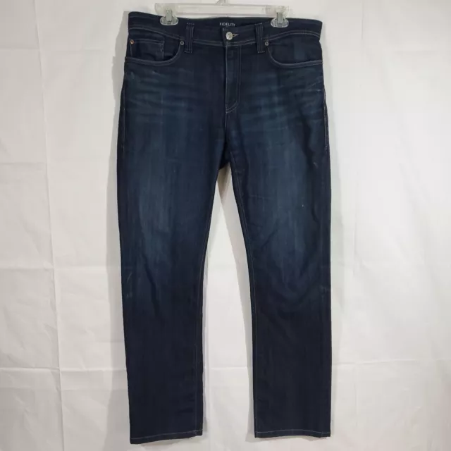 Fidelity Jeans Mens 34 Blue Jimmy Slim Straight Leg Casual Stretch Pants 34x30.5