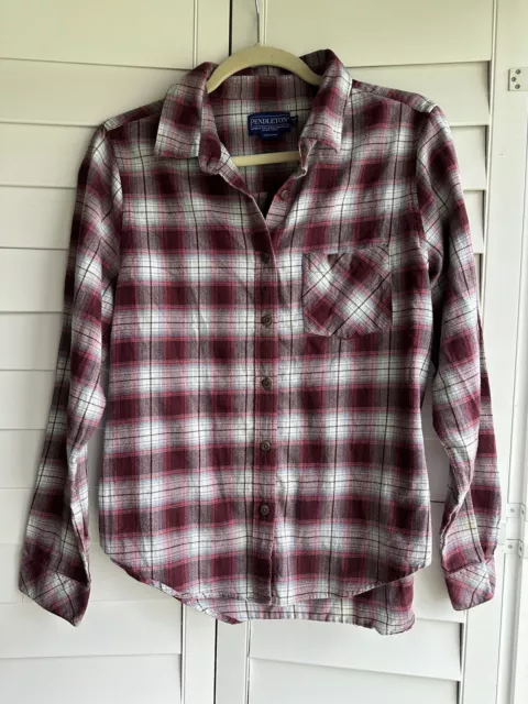 Pendleton Shirt Womens Petite Large Plaid Long Sleeve Western Flannel