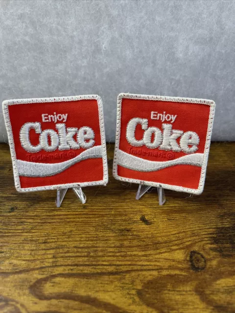 VINTAGE COCA-COLA EMBROIDERED 3" x 3" PATCH, COKE, Set Of 2