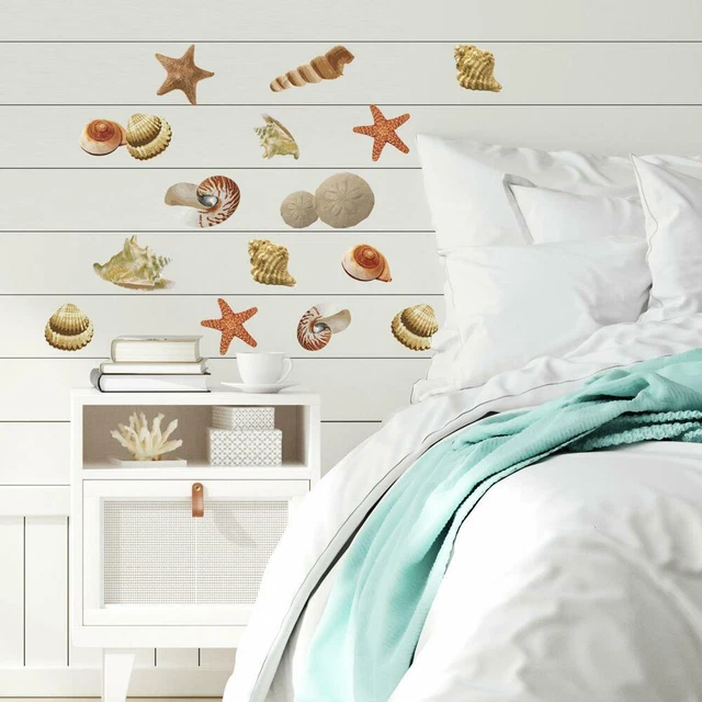 Roommates Tan Seashells Peel and Stick Wall Decals, 2.5 Inches to 8 Inches