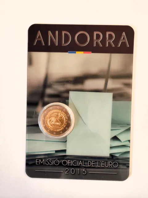 COINCARD BU 2 EURO COMMEMORATIVE ANDORRE 2015, 30 ans de la Majorité à 18 ans