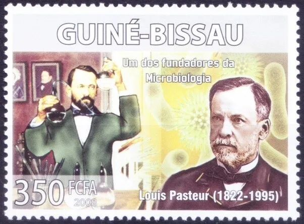 Louis Pasteur Discovered principles vaccination Medicine, Guinea Bissau 2008 MNH