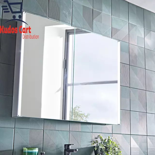Gabinete de baño espejo de 2 puertas Tavistock con luz LED estante de almacenamiento de armario