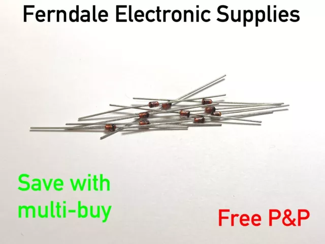 Zener Diode 1.3W BZX85C Invac/OnSemi, select from 3.3V - 24V, 10 pack free P&P