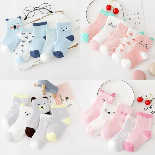 5 Pairs/Lot Soft Knit Newborn Children's Socks  For 0-6 Years