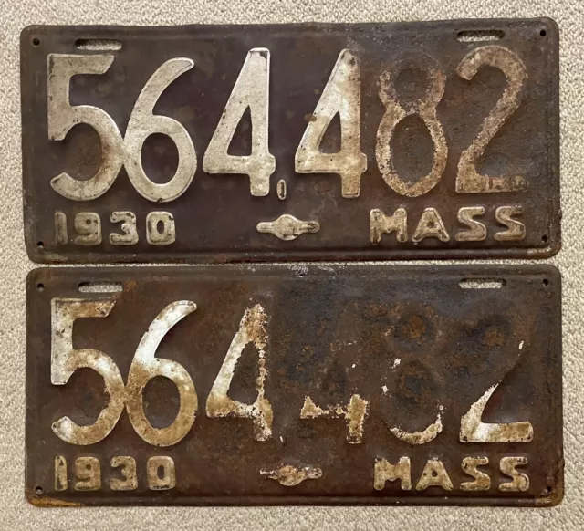 Matched Pair 1930 Massachusetts License Plates