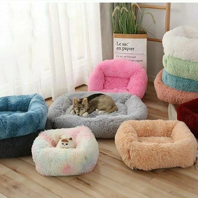 Bed Pet Fluffy Dog Cat Calming Sleeping Soft Plush Nest Warm Kennel Donut 10