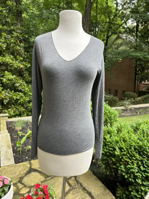 Majestic Paris Deluxe V-Neck T shirt Womens Gray Size 3 Viscose Blend