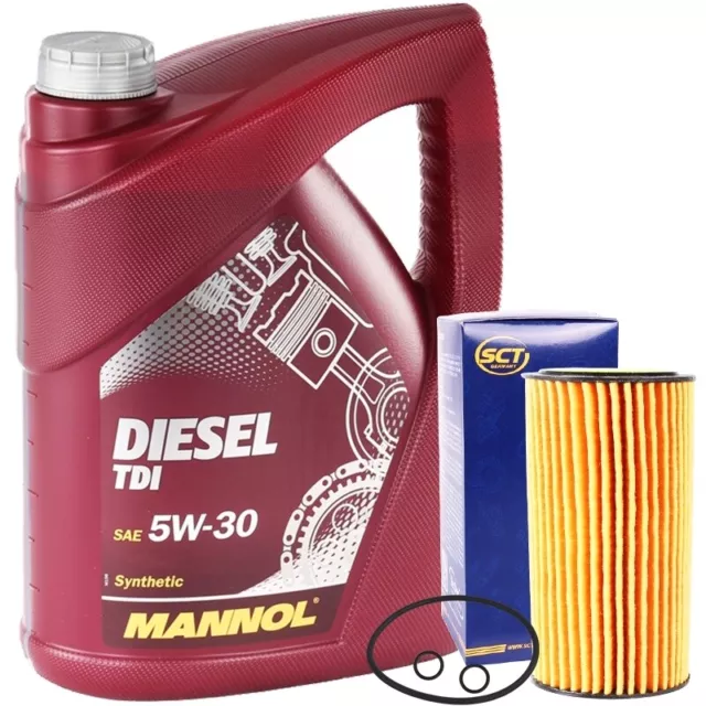 Sct Ölfilter + 5L 5W-30 Motoröl Mannol Diesel Tdi 5W30 Api Sn Cf 502.00 505.00