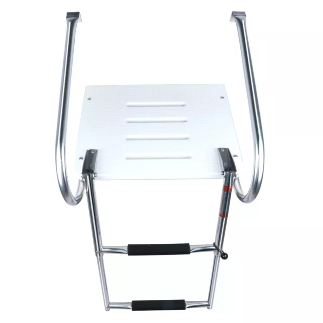 Boat Ladder Folding 2 Step Ladder with Swim Platform Stainless Steel Two Rails