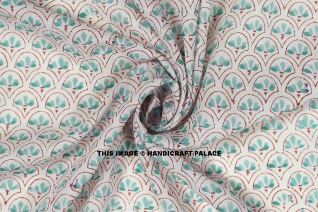 Main Bloc Coton Imprimé Indien Naturel Artisanat de Couture Fleur Tissu Par Yard