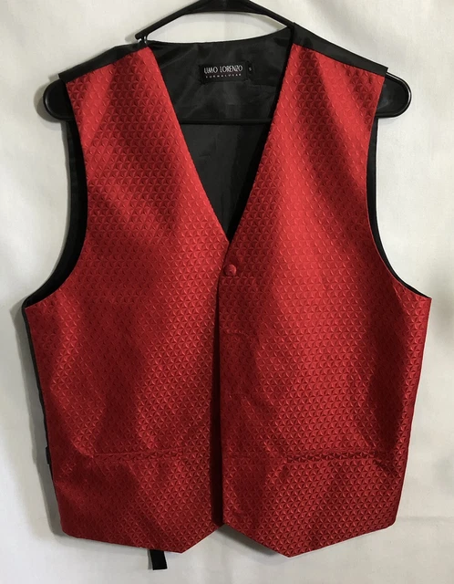 Formalwear Vest & Bow Tie and Pocket Umo Lorenzo Red Satin Men's Size Small