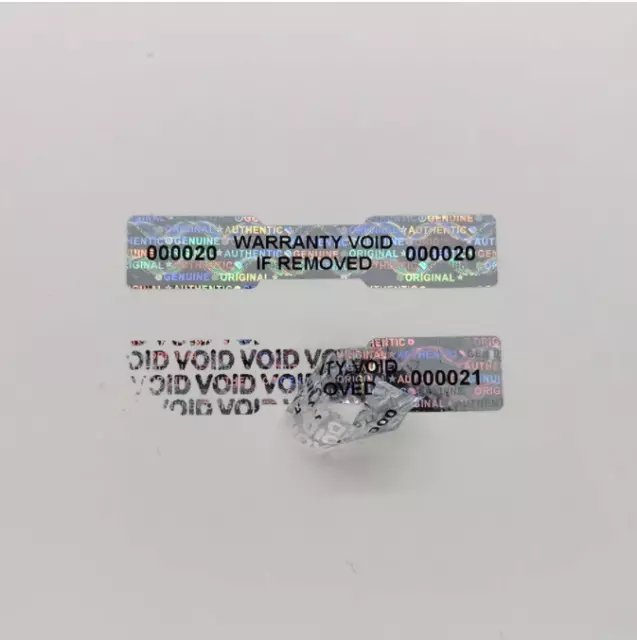 SECURITY SEAL, TAMPER EVIDENT Warranty void stickers Dog bone hologram Numbered