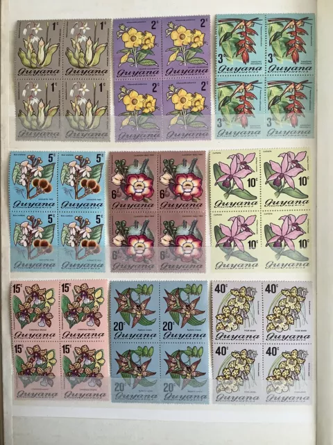 Guyana Flowers 1981 Blocks Four UMM to 40 cents Unmounted Mint AX4