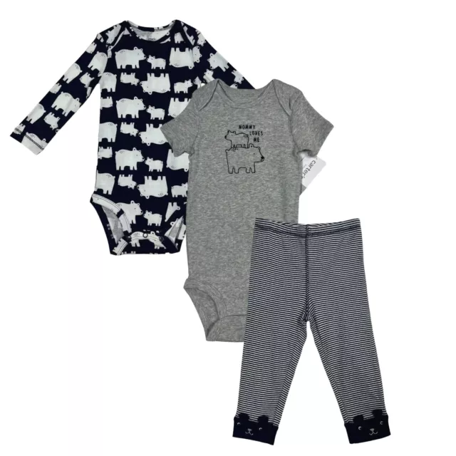 Carters Baby Infant Boys 3pc Pants &Tops Outfit Set Newborn- 18 Months Navy Blue