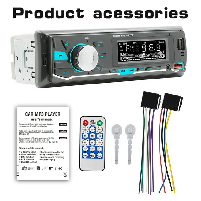 12V Single Din Car Stereo Radio Audio MP3/WMA/WAV Bluetooth USB Remote control