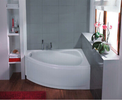 Bañera bañera bañera de esquina 140 x 90 cm delantal abajo / desbordamiento silicona acrílico derecho F