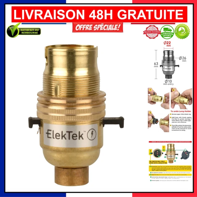 Douille Laiton Et Porcelaine Pas 16mm Pour Lampe Lustre Applique – Neuf