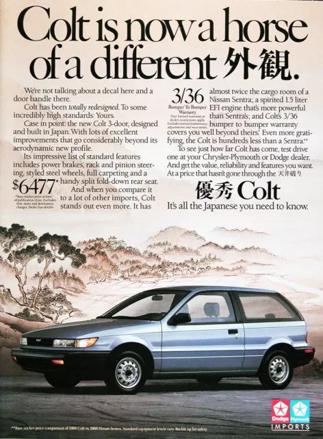 1988 DODGE COLT HATCHBACK Genuine Vintage Ad ~ MSRP $6,477 ~ FREE SHIPPING!