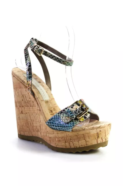 Stella McCartney Womens Multicolor Snakeskin Print Wedge Heels Shoes Size 6