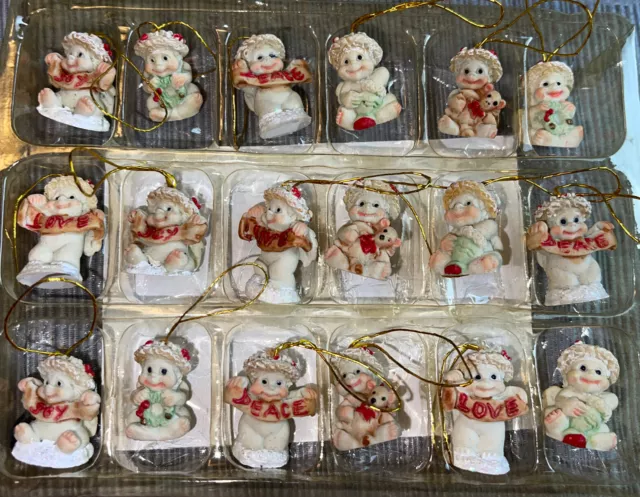 18 Piece Set Dreamsicles Mini Petite Christmas Ornament Angels Cherubs Holiday