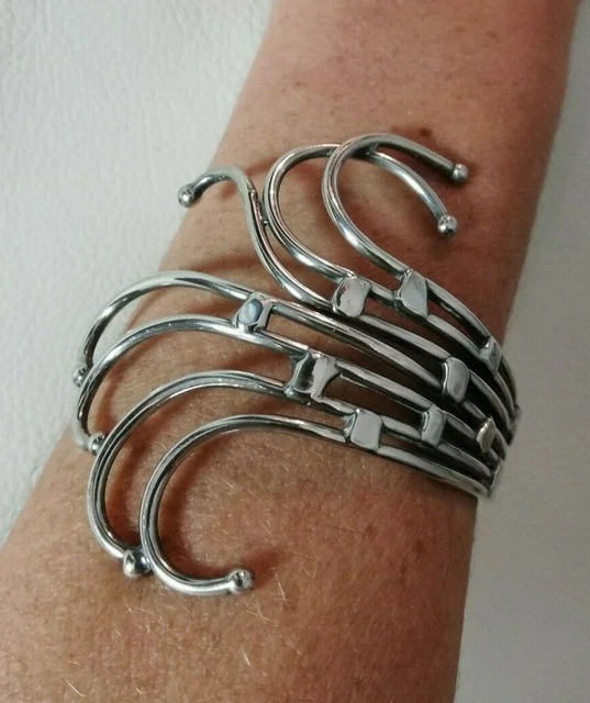 Bracelet Gourmette Ancien – Argent Massif 925, Style Jonc Art Nouveau (vers 1900)