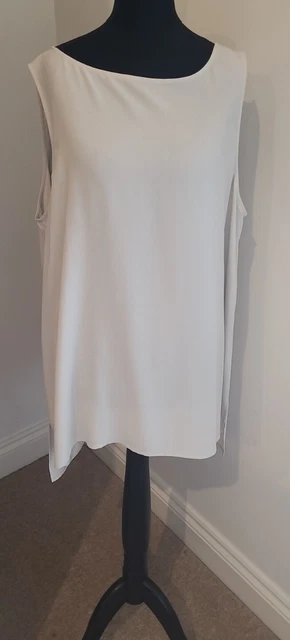 Eileen Fisher Cami Gr. XL beige Stein 100 % Seide langer Rücken uvp £ 275