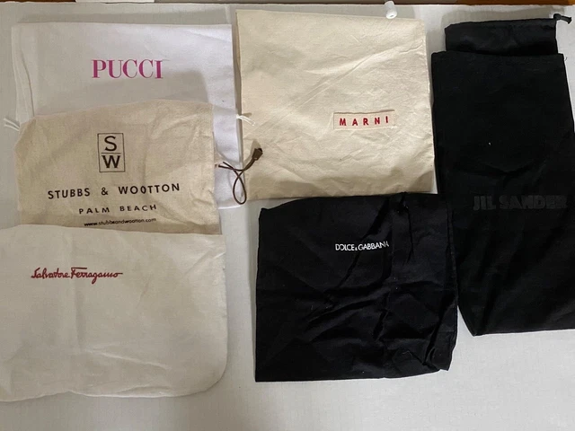 Lot Of 7 Authentic Designer Shoe Dust Bags Pucci, Ferragamo, Dolce Gabbana MORE
