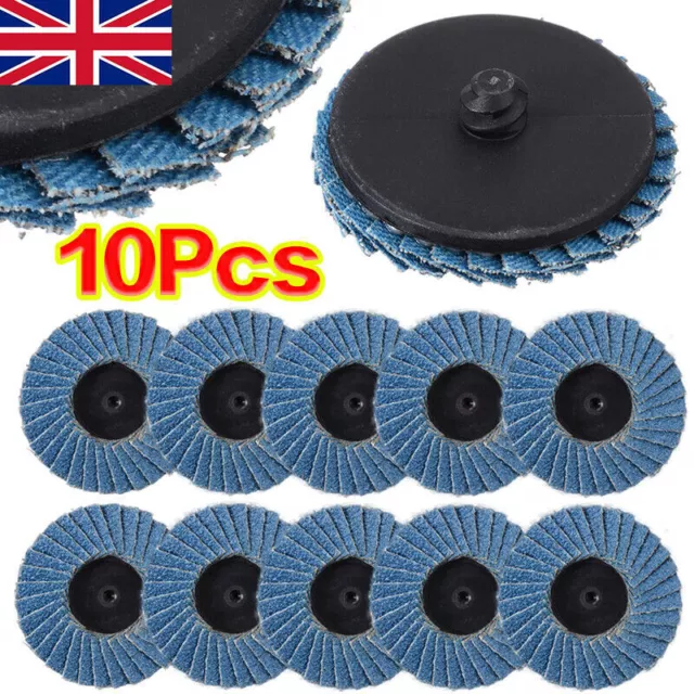 10x 2" 60 grit Lug Sanding Grinding Wheel Flap Type R Roloc Disc Disk Wheels UK