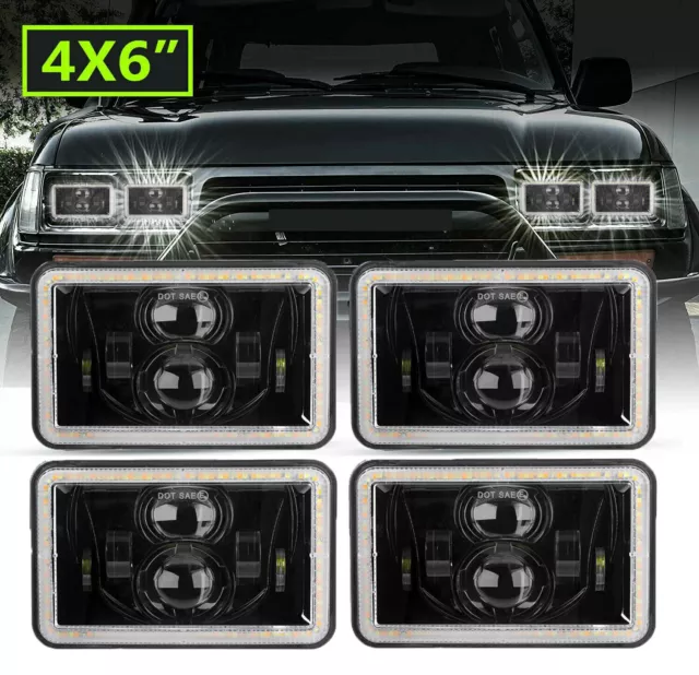 4pcs 4x6" Inch LED Headlights Square Lamp For 60/80 Series H4656/H4651/4651/4652