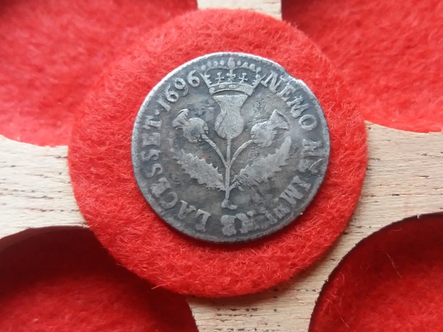 1696 William II Scotland ( III of England ) Milled Silver 5 Five Shillings R07GE 1696 William II Scotland ( III of England ) Milled Silver 5 Five Shillings R07GE