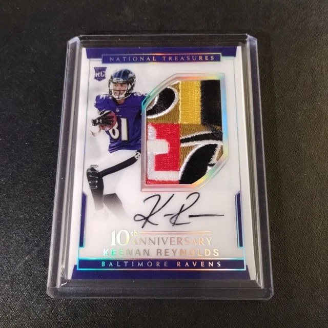 #9/10 Keenan Reynolds Rookie Patch Auto Card 2016 National Treasures Ravens Navy