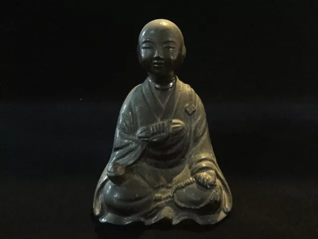 S0361 Japanisch Buddhistisch Mönch Statue Puppe Vintage Okimono Innenraum Tempel