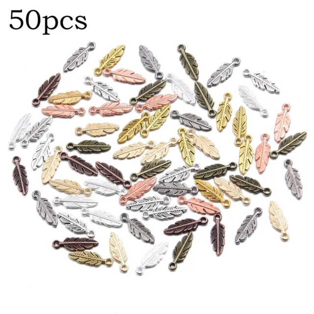 Pendentifs plumes en alliage de zinc couleur assortiment lot de 50 pour bijoux a
