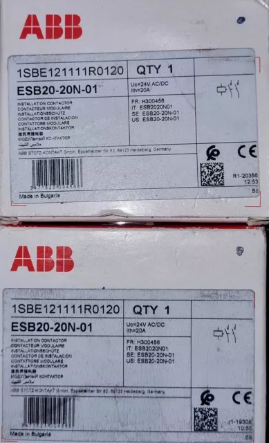 ABB ESB20-20-01 Contattore 2 poli ,bobina 24Volt