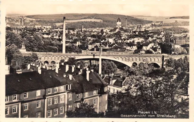 AK Plauen i. Vogtland Gesamtansicht vom Streitsberg Brücke Echt Foto Postkarte