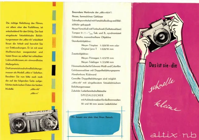 Prospekt Altix NB 1959 DDR Kamera Fotoapparat
