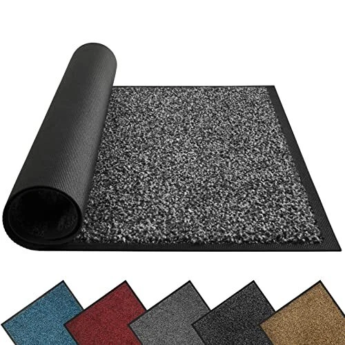 Mibao Tapis de Porte, 40x60 cm, Noir Gris, Tapis d'Entrée Absorbant Intérieur et