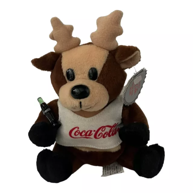 Coca-Cola Christmas Reindeer 5 Inch Vintage Stuffed Plush Toy 1997